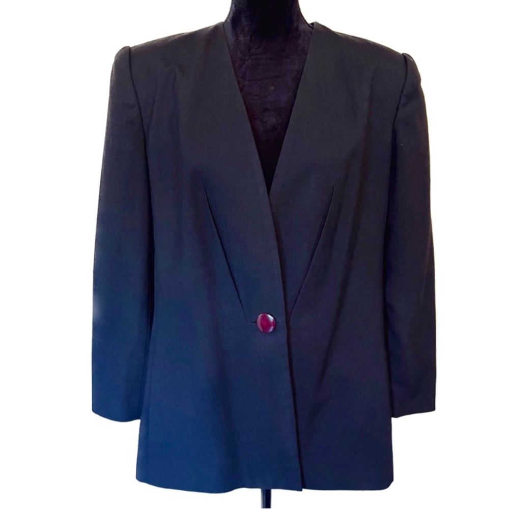SASSON Vintage 80s Black Women’s Blazer Single Button Sz 14P
